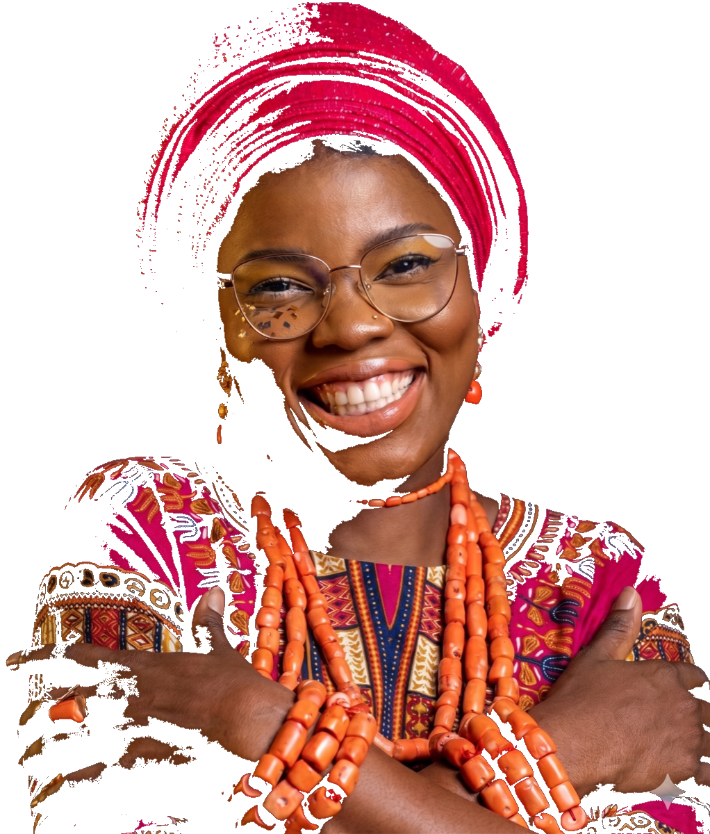 Entrepreneuse sahélienne souriante en tenue traditionnelle